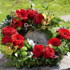 Red and Green Contemporary Wreath