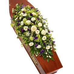 Purple and White Coffin Spray